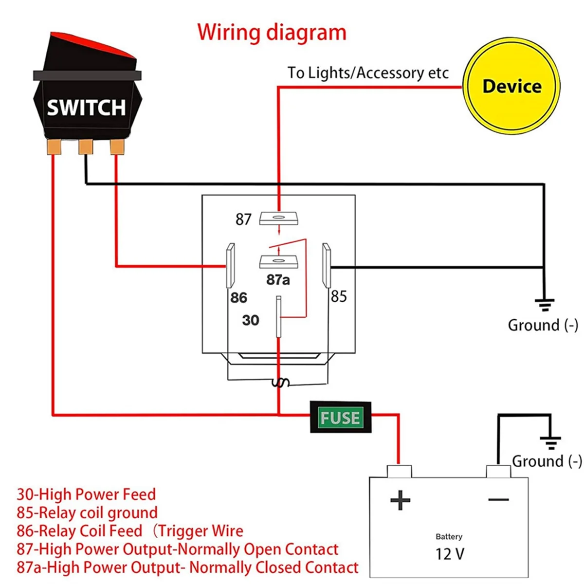 A42P-10 Pack 30/40 AMP Waterproof 5-Pin 12V Relay Switch for Automotive Marine Relays for Boats Auto Fan Cars