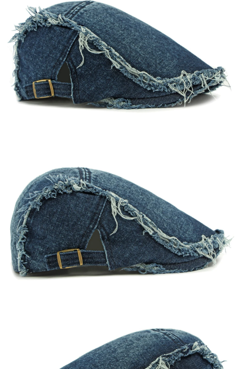 HT4792 Baskenmützen für Herren und Damen, Vintage Künstler-Mütze, Verstellbare Baumwoll-Ivy-Caps, Shabby Denim Baskenmütze – Detail 8