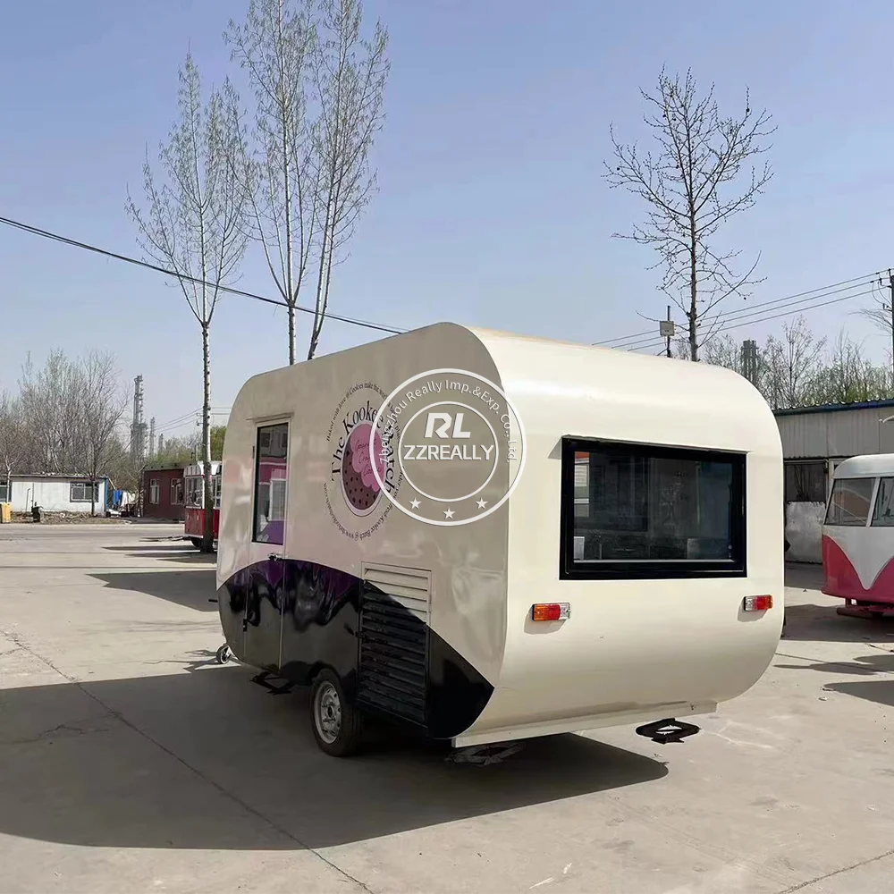 รถบรรทุกพ่วงอาหารพร้อมอุปกรณ์ครัว รถเข็นพิซซ่าขนมพร้อมอุปกรณ์ครบครัน