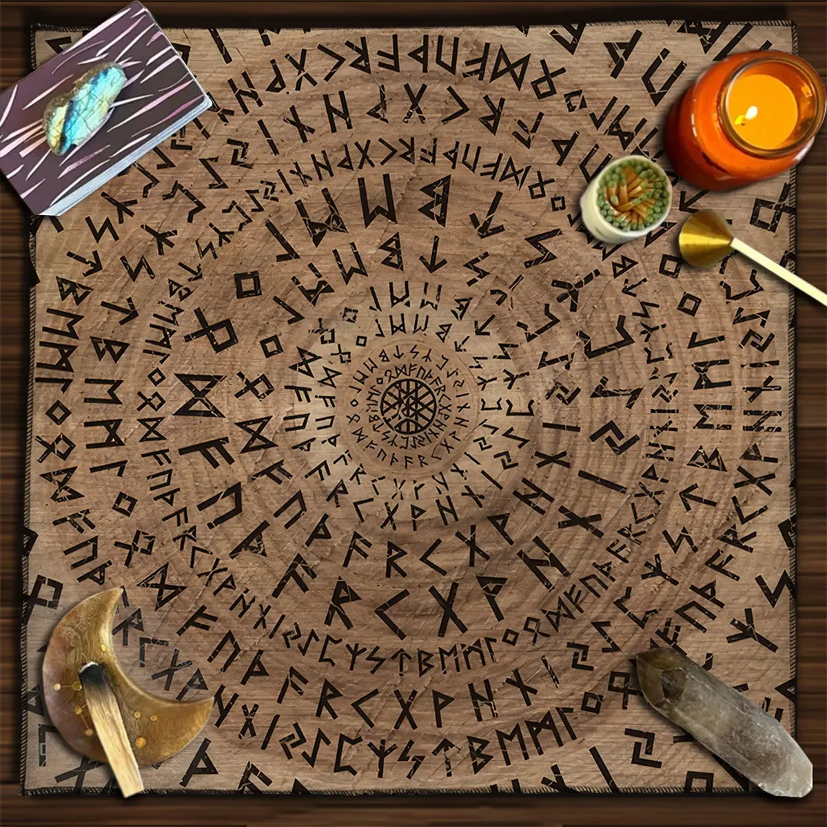 Magic Runes Tarot Tablecloth Altar Cloth Tapestry Wall Hanging Witchy Decor Spiritual Oracle Card Pad Board Game Mat
