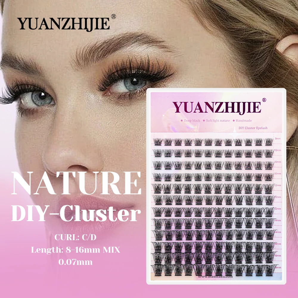 

YUANZHIJIE New Style 8-16mm Mix Length Multi-texture DIY Segmented Hybrid Lashes 3D Effect Ribbon Clusters Eyelash Easy to Graft