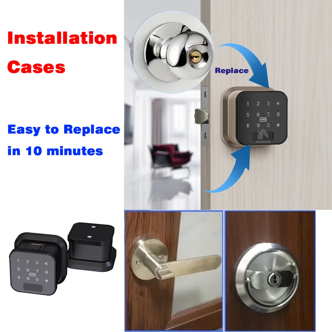 WINFREE Smart Lock Fingerprint Door Lock Passcode Card Key TTLock Bluetooth Keyless Entry for Home Office