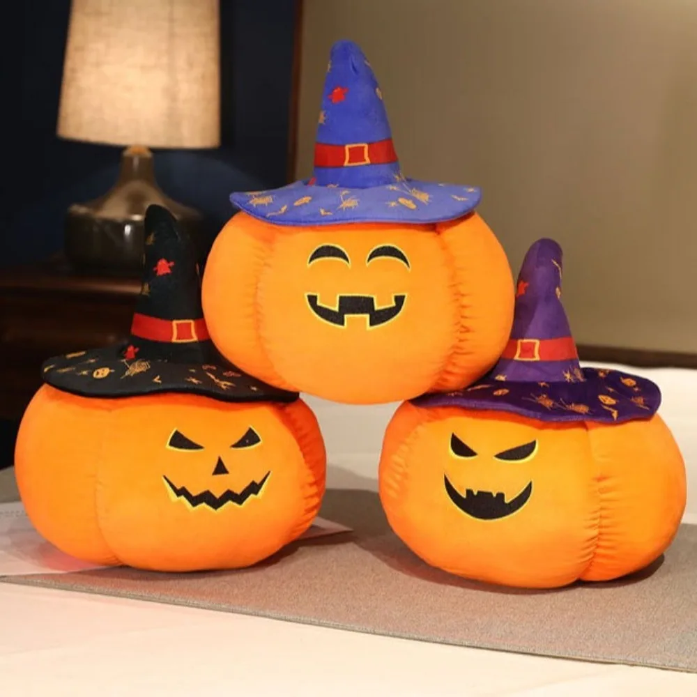 Muñeco de demonio de calabaza con sombrero, juguete de felpa suave de algodón PP, divertido relleno de Halloween, almohada temática de Festival