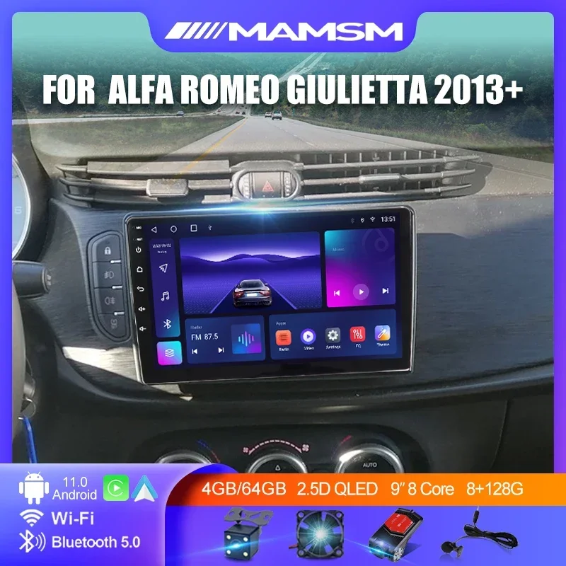 

8+128G Car Radio Carplay Stereo 2 Din Android 12 Auto Audio GPS Multimedia Video Player For Alfa Romeo Giulietta 940 2013 - 2023