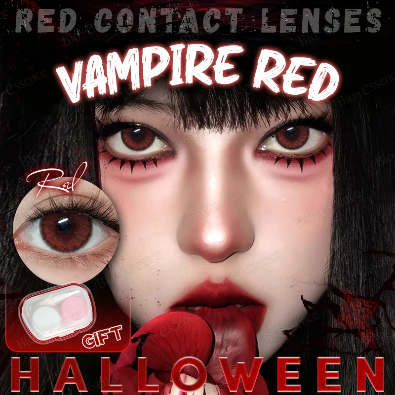 Bio-essence 1 Paar rote Vampir-Kontaktlinsen für Halloween, Cosplay, für Augen, Schönheit, Mode, rote Linse, blaue Linsen, grüner Augenkontakt