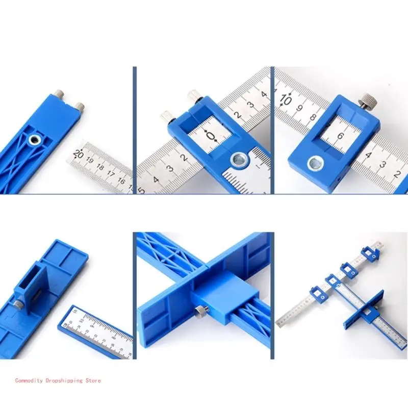 Drill Guide Ruler Multifunctional Positioning Hole Opener for Cabinet Door, Wardrobe Furniture Handle, Opening Locator