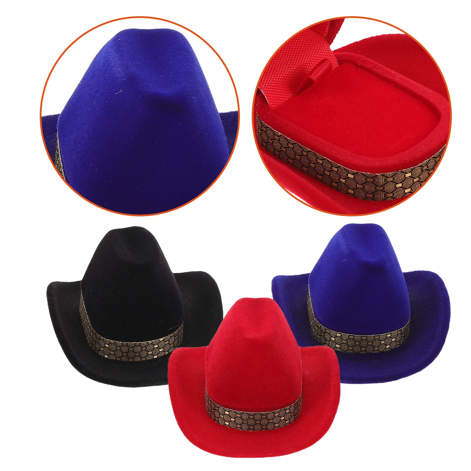 

Набор из 3 креативных футляров для колец в форме ковбойской шляпы, винтажный органайзер для хранения ювелирных украшений, для обручальных и свадебных колец