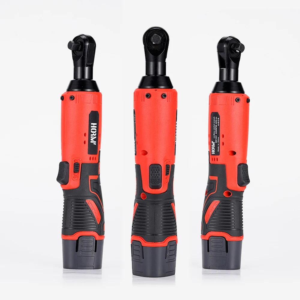 12V Cordless Electric Wrench Ratchet Wrench 65N.m Rechargeable 3/8 Right Angle Drill Screwdriver Power Tool with Lithium Battery