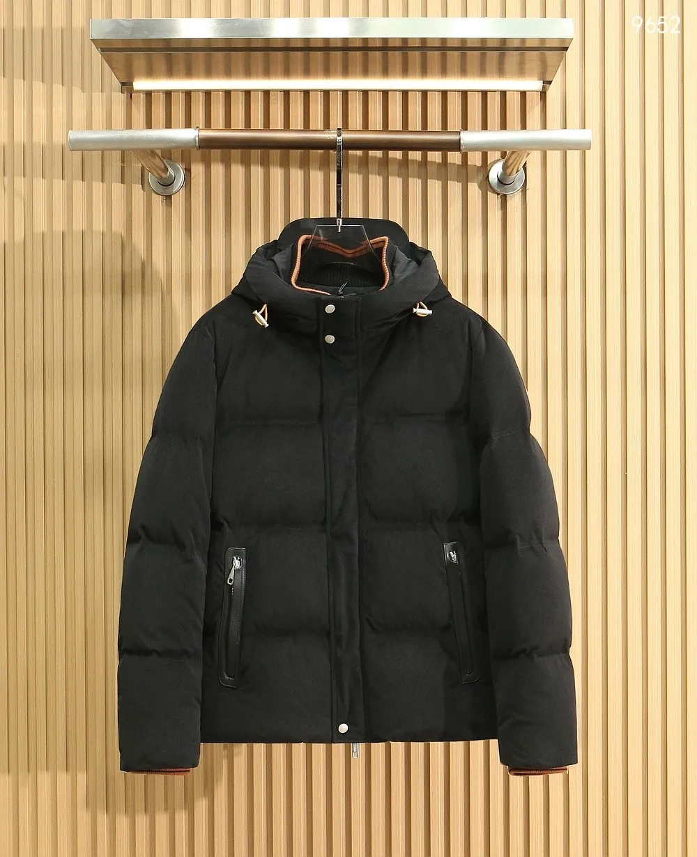 ZEG Men Winter Down Jacket 2026 New Hooded Contrast Lining Puffy Plush High Fill Power Warm Coat