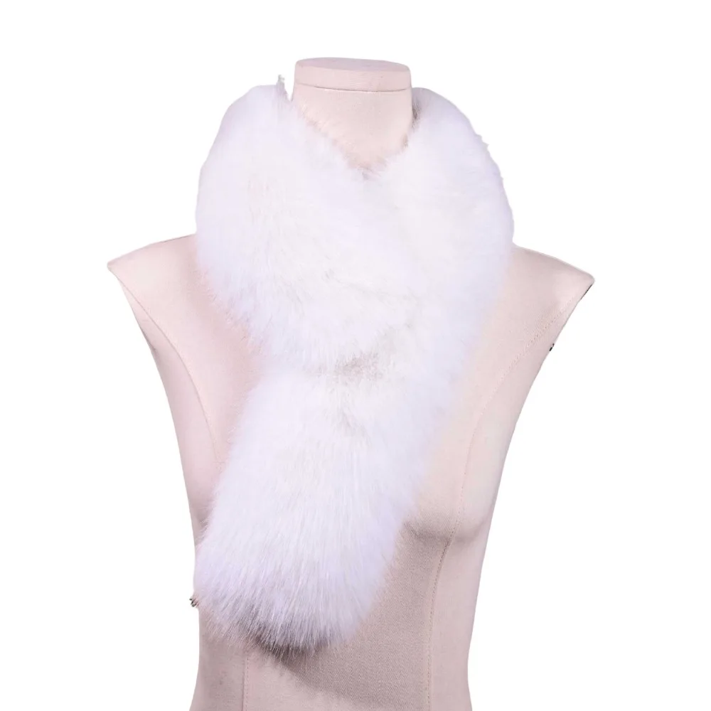 Women Neckerchief Solid Color Faux Fur Scarf Double-sided Soft Plush Neck Scarf Windproof Elegant Thickened Neckscarf for Girls