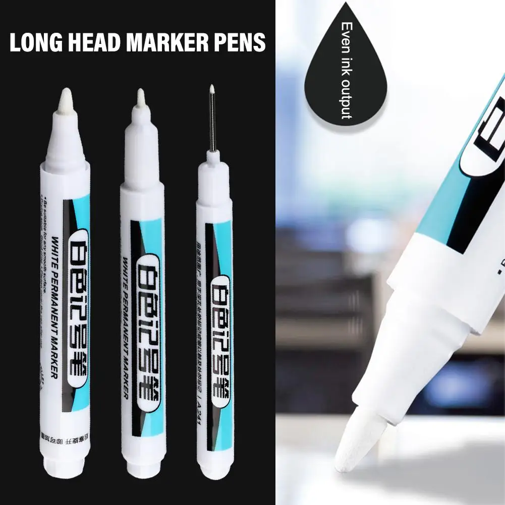 

White Marker Oily Fine Tip Courier Waterproof Non-Fading Advertising Greeting Card Tire Glass Highlighter Pen Can Not Be Erased