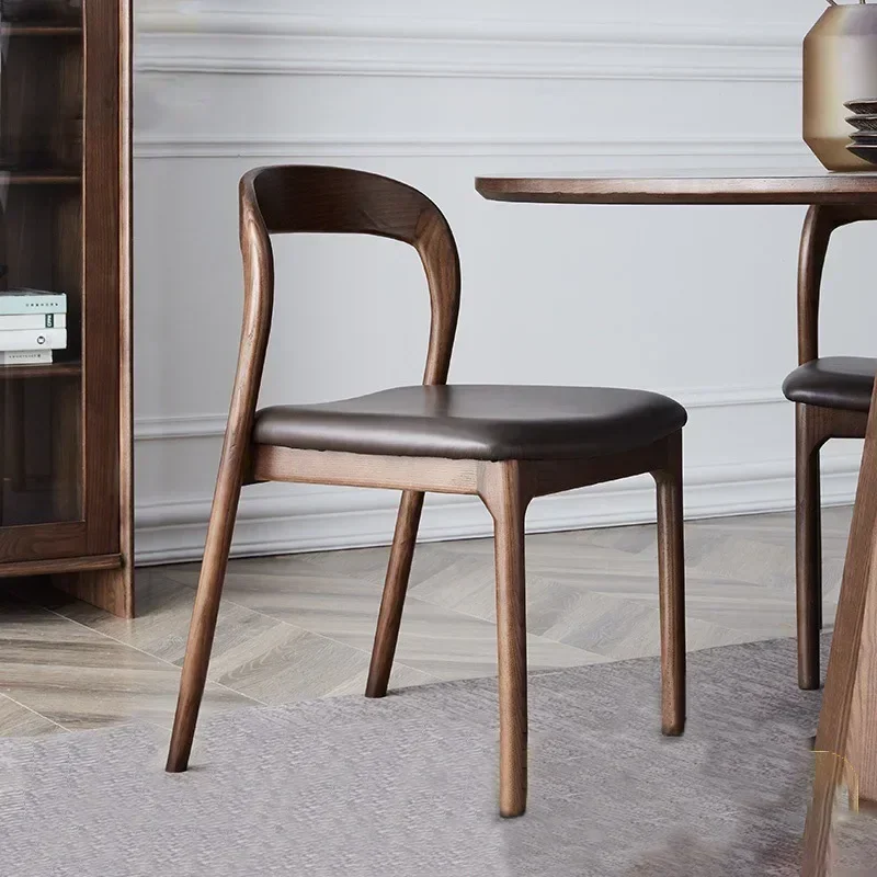 Nordic Solid Wood Dining Chair - Minimalist Back Design for Study, Conference & Coffee Use