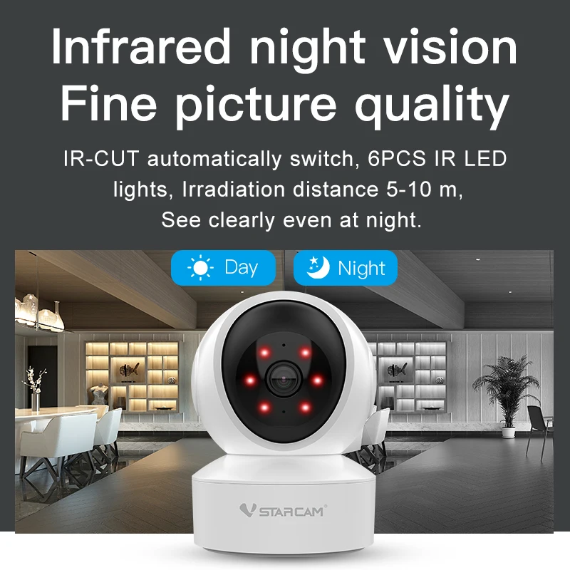 

Vstarcam CS49Q 2.4G/5G WiFi Home Security Camera 360° / 1296P/2560P HD Night Vision IP Detect Alarm Webcam Video Baby Monitor