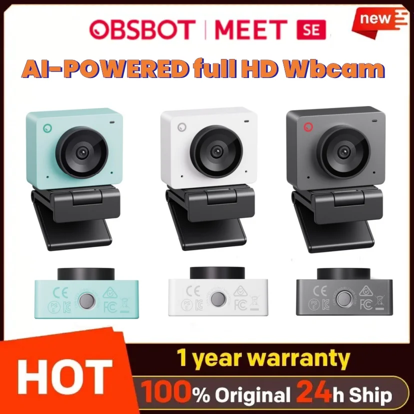 OBSBOT Meet SE 1080P 100FPS Webcam AI Framing Streaming Camera with 1/2.8