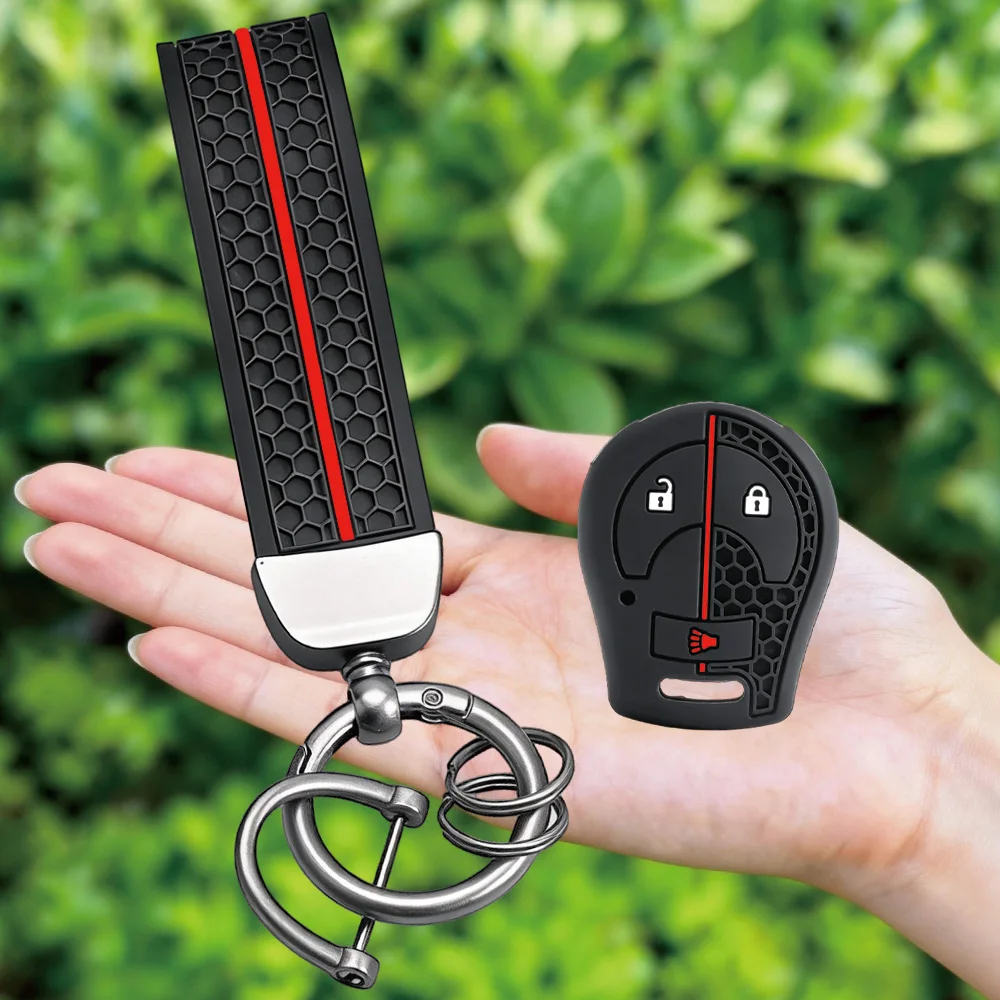 Keychain For NISSAN Juke March Qashqai Sunny Sylphy Tiida X-Trail 3 Buttons Car Key Case Cover Shell Fob Holder Key Protector - view 2