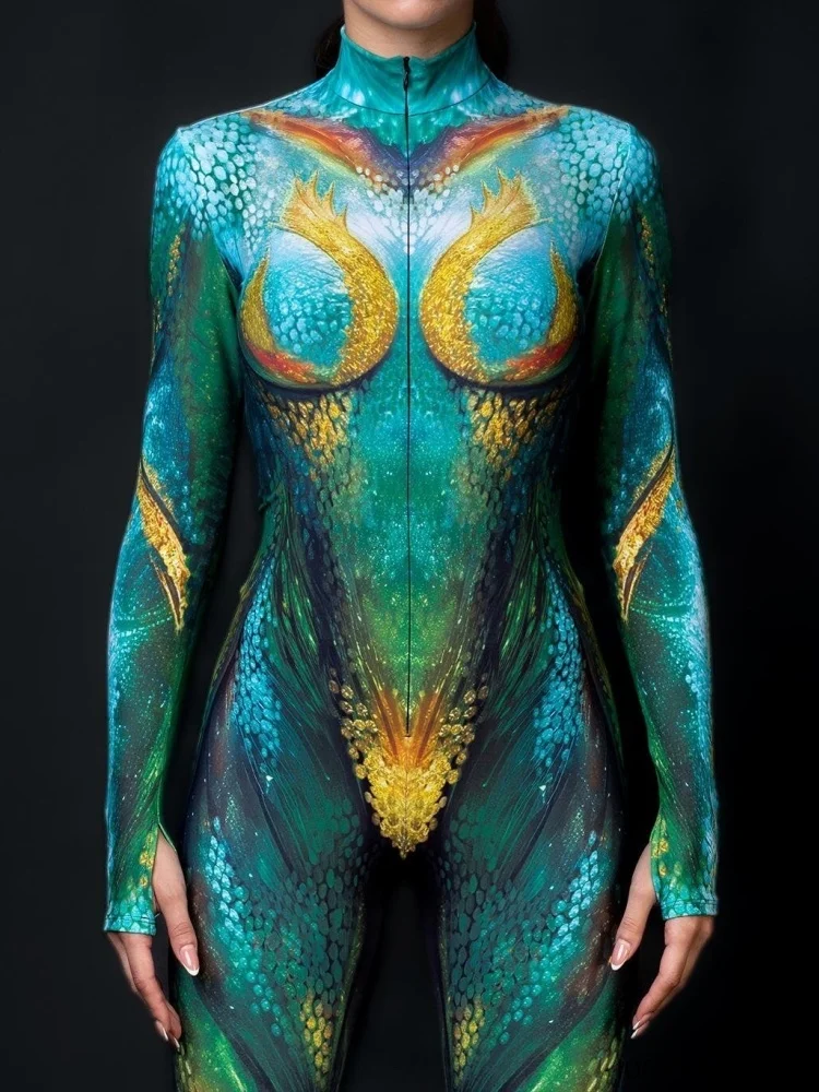 Bunter Sexy Bodysuit Punk Gothi Damen Cosplay Jumpsuit Karneval Schlanker Zentai-Anzug Weihnachtskostüm Festival Themenparty Catsuit – Detail 8