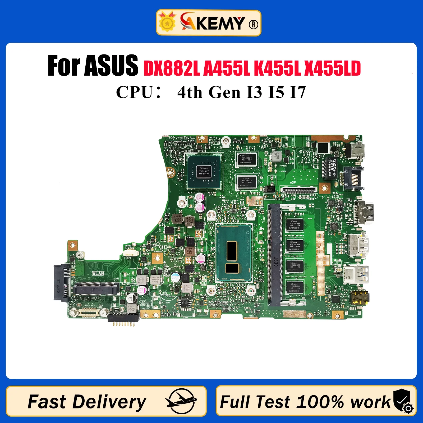 

X455LD Материнская плата для ноутбука ASUS X455L DX882L A455L K455L X455LD X455LJ X455LF X455LB X455LN X455LNB Материнская плата с процессором I3 I5 I7