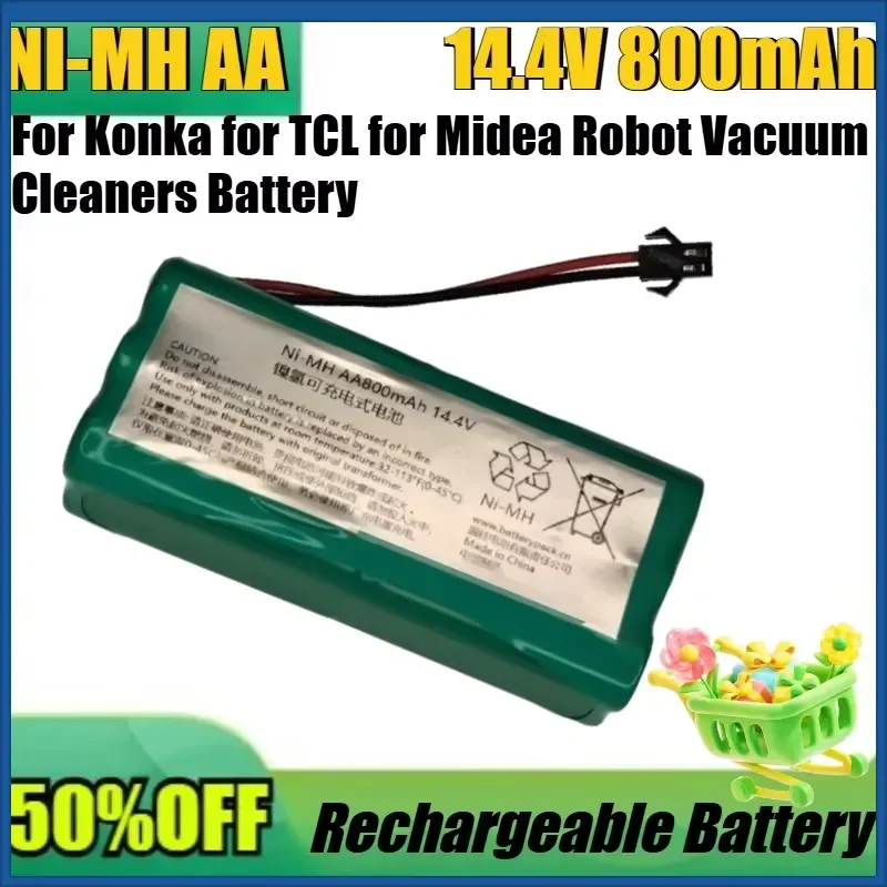 

Replacement AA 14.4V 800mAh Li-ion Battery for Konka for TCL for Midea Robot Vacuum Cleaners Battery Long Lasting Performance