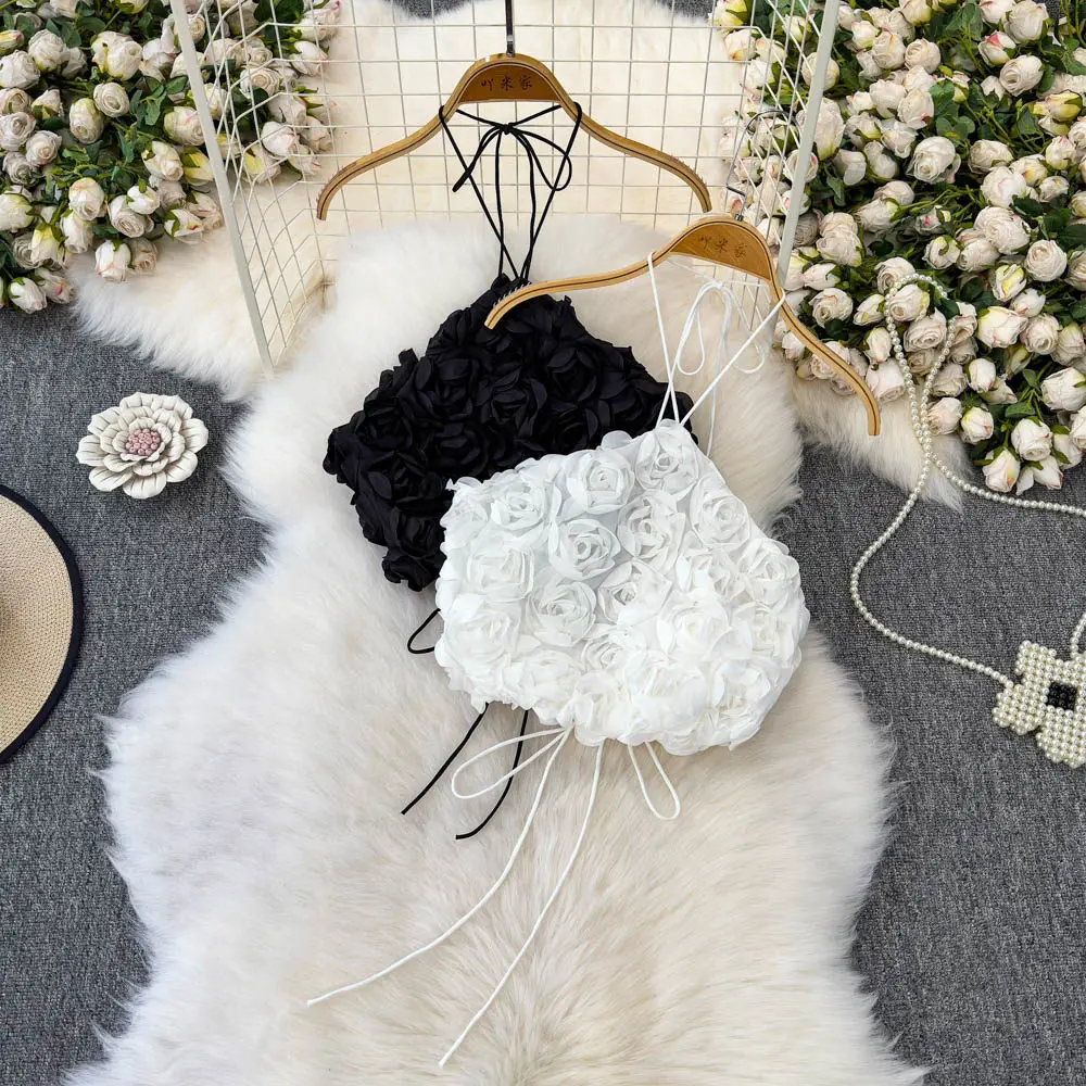 

Леди Элегантные укороченные топы с 3D розами Майки Майки Жилет Камзол Женский Hotsweet Фея Милая вечеринка Фестиваль Ночной клуб Праздничный топ