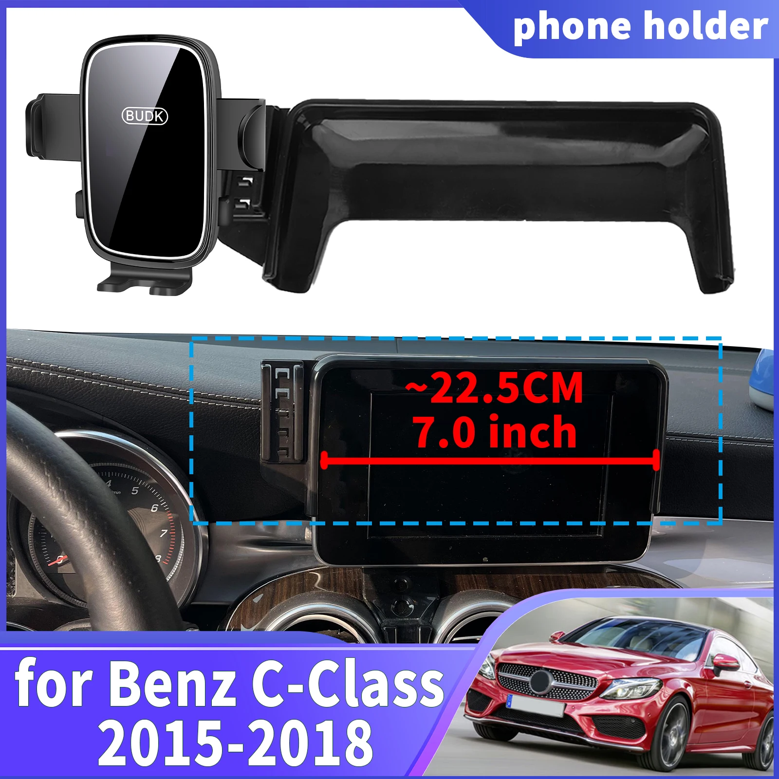 

fit for Mercedes-Benz C-Class 2015-2018 (7.0in) W205 ​​Navigation Phone Holder Mount Customized Car accessoires