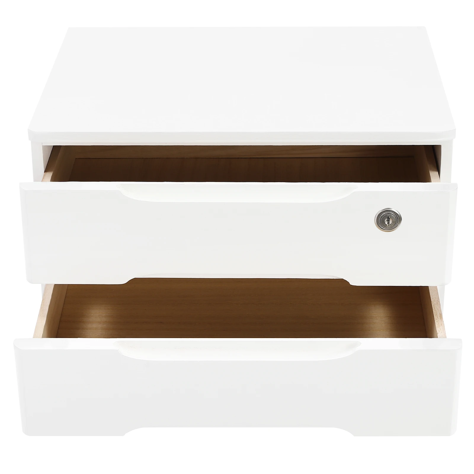 39*30*21cm 2 Layer Desktop Storage Box Desktop Storage Box with Lockable Drawer Drawer Organizer for Office Study Bedroom White