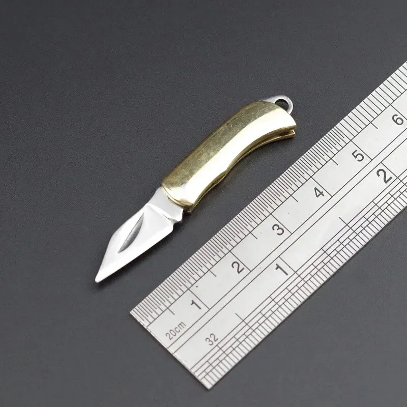 1pc Compact Brass Folding Knife - Perfect for Everyday Carry and Outdoor Adventures