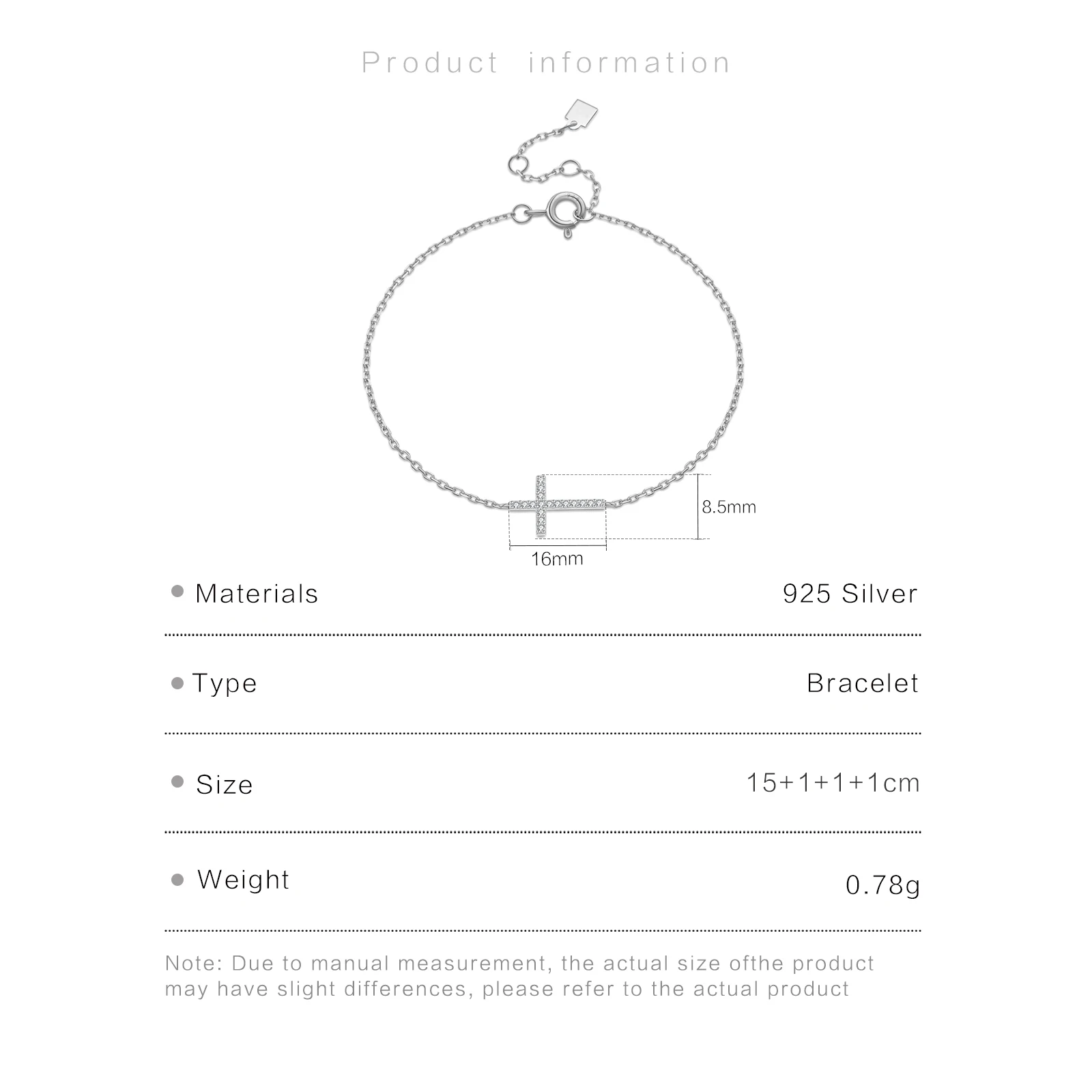 VEWANT 925 Sterling Silver CZ Zircon Cross Charm Pendant Chain Bracelet for Women 2024 Classical Dainty Birthday Gift Jewelry 6