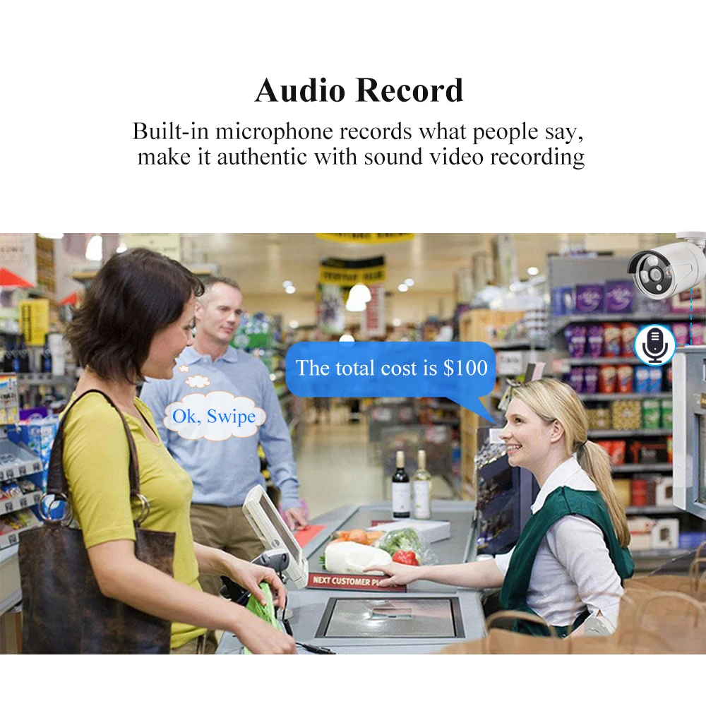 Gadinan 8CH 4K Camera Motion Detection CCTV Security Cameras Systems IP Home Audio Monitoring POE NVR Surveillance Camera Set