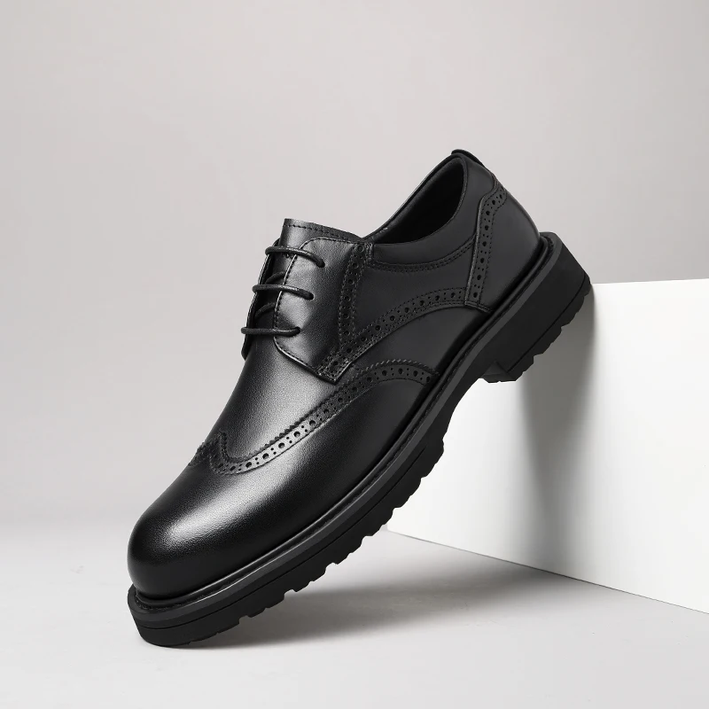 

Новые мужские кожаные туфли с низким вырезом, универсальные туфли дерби для бизнеса и отдыха 250947.