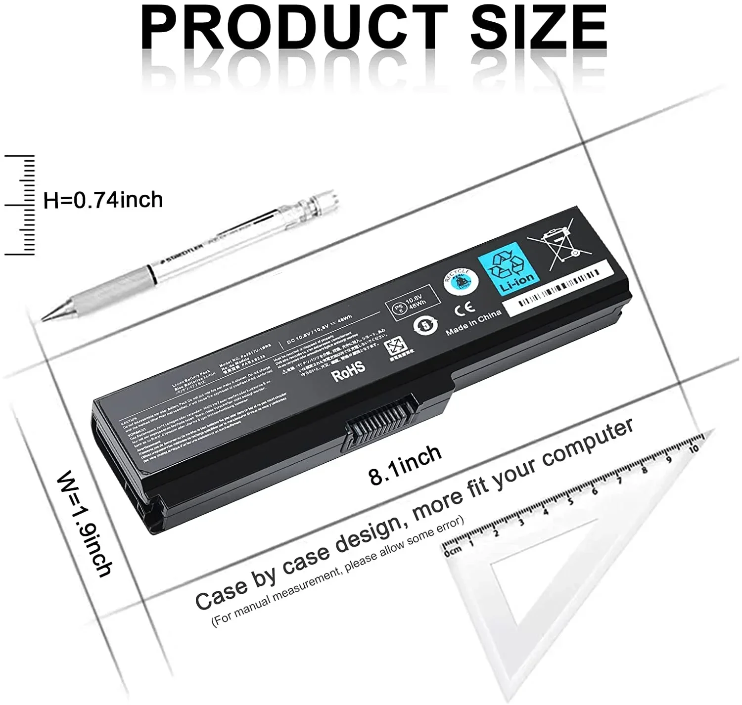 YXKC 10.8V 48Wh C660 Battery Laptop battery replacement for Toshiba Satellite L750 Series PA3817U-1BRS