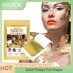 EELHOE Gold Flakes Face Sequins Foil Paper Shiny Body Face Glitter Confetti Nail Art Decoration Glitters Shiny Foil Paper 10PCS