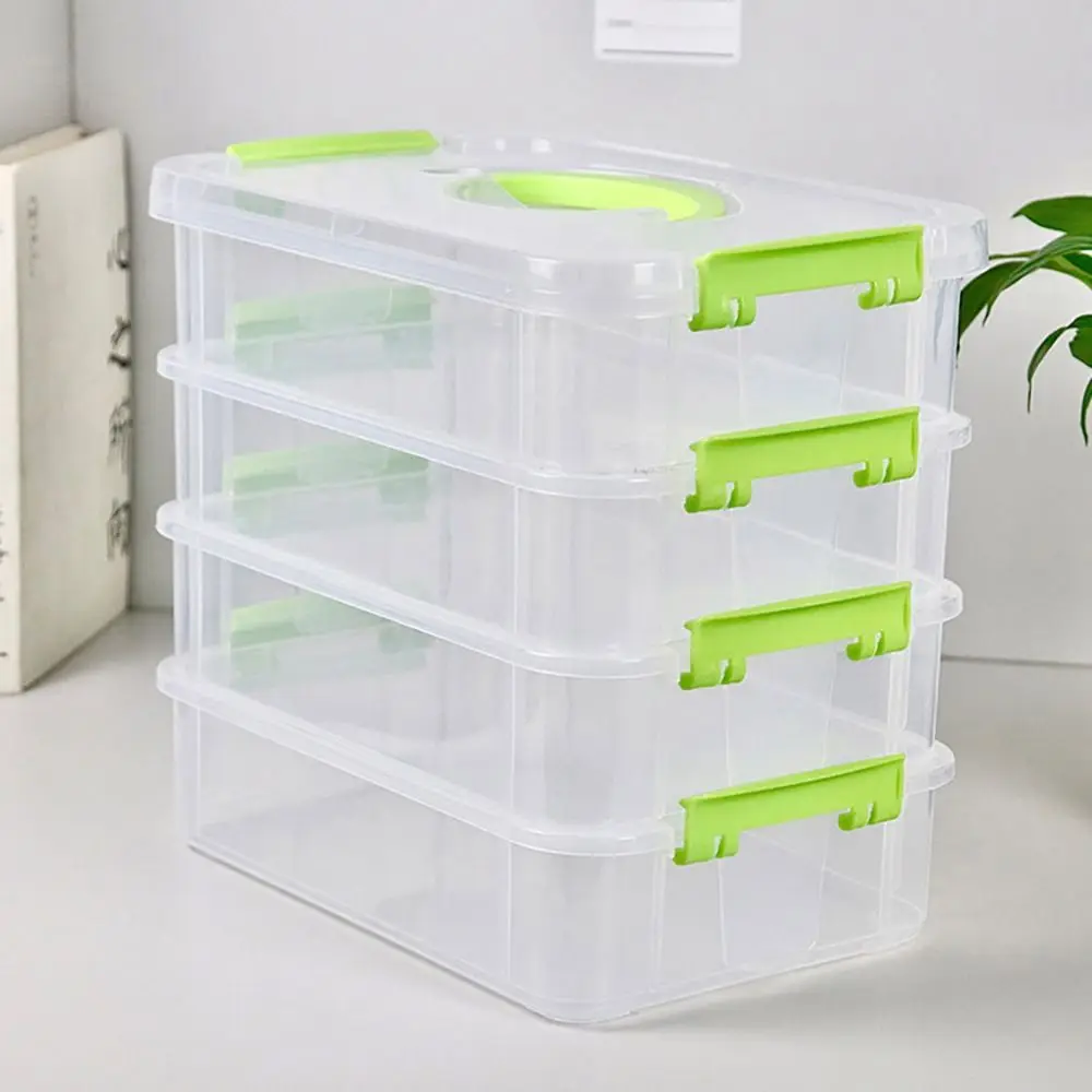 Four Layer Transparent Stackable Storage Box Portable Toy Building Block Organizer Cosmetic Storage Box Household Medicine Box