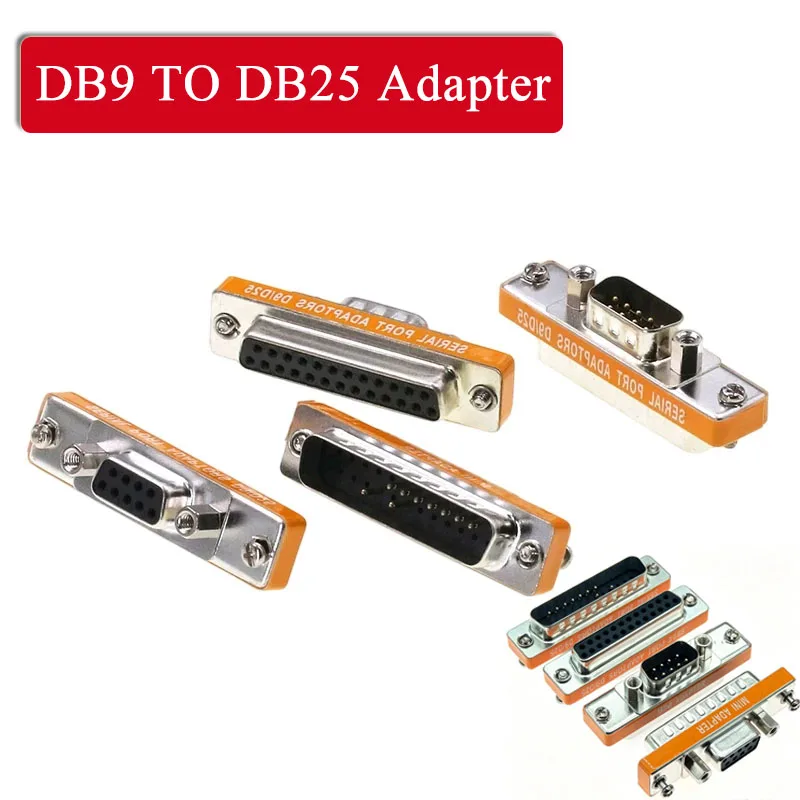 DB9 Male To DB25 Female Plug Adapter 9Pin Female To 25Pin Male Conversion Connector Series Parallel Crossing No Welding W Screws