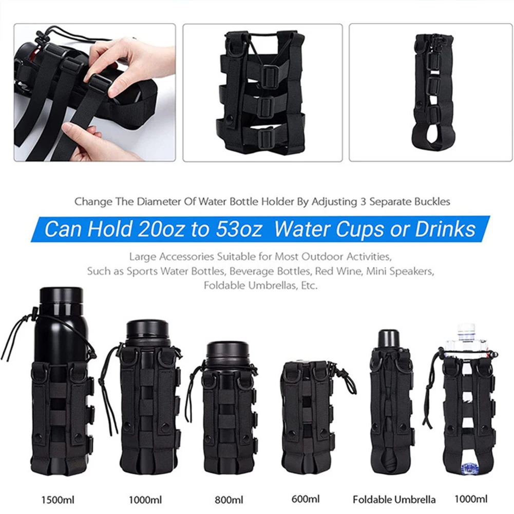 Molle Water Bottle Bag Multi-Purpose Camping Water Bottle Holder Pouch Travel Water Kettle Carrier for Hiking Travelling Camping