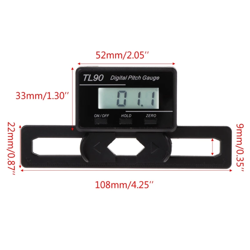 TL90 LCD Display Digital Pitch Gauge Screw Pitch Gauge with Gyro Sensor for RC plane Helicopter ST250-800 Size