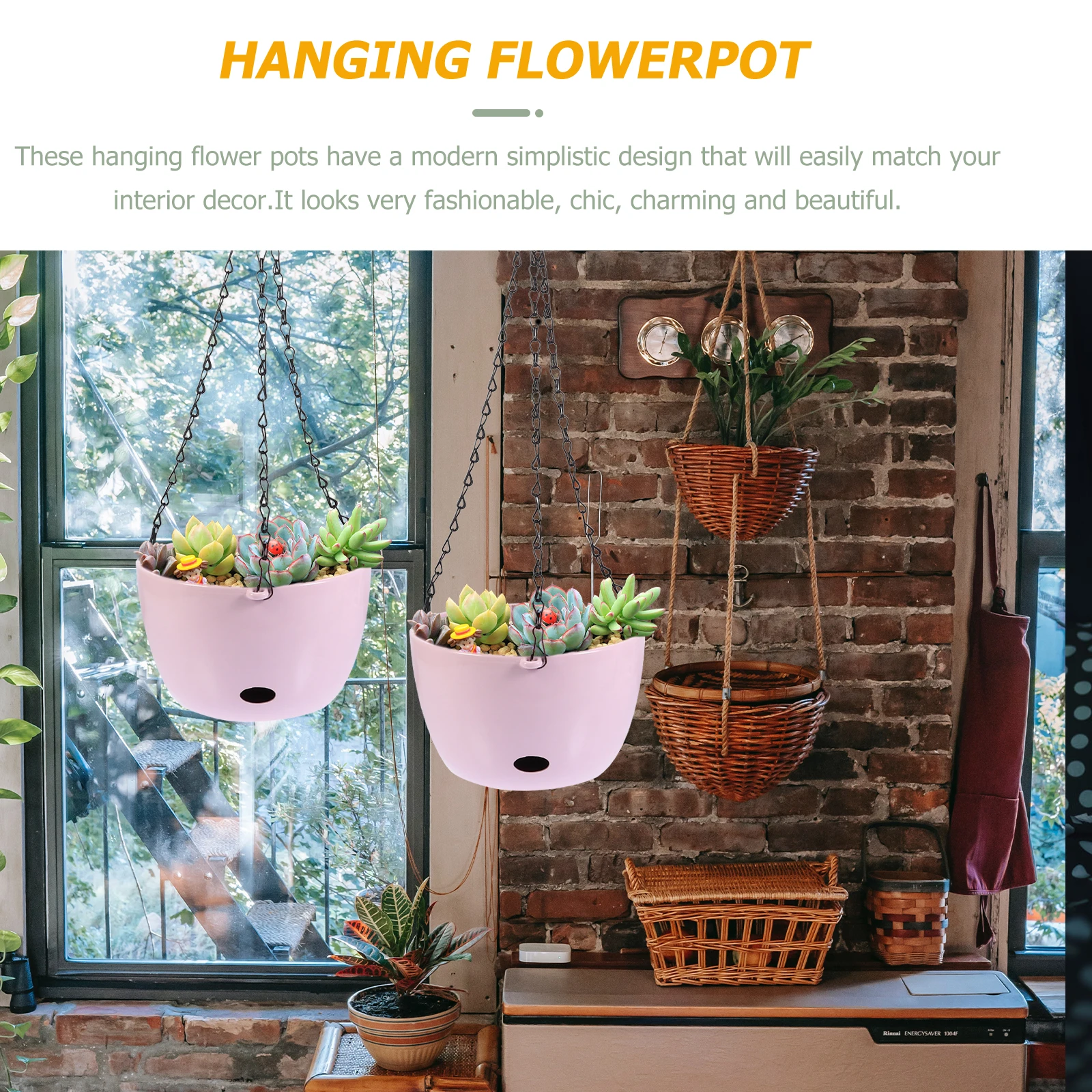 

Hanging Flowerpot Succulents Vase Durable Plastic Home Wall Adornment Balcony Decor Hanging Planter Plant Container Garden