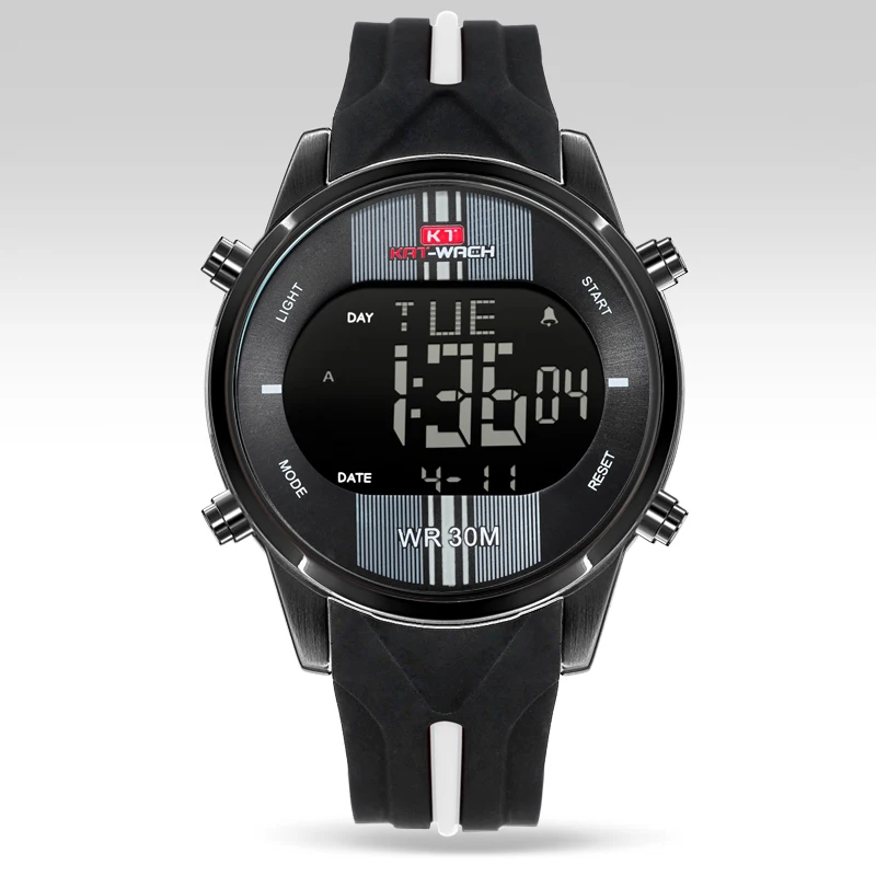 KAT-WACH montre hommes sport numérique calendrier silicone montre-bracelet horloge chronographe étanche montres électroniques