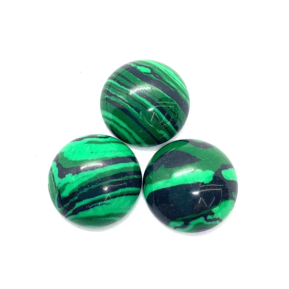 Cabochon Beads Natural Stone Malachite Glitterstone No Hole Round Cabochon Beads Fit DIY Pendants Rings Earring Bracelet Jewelry