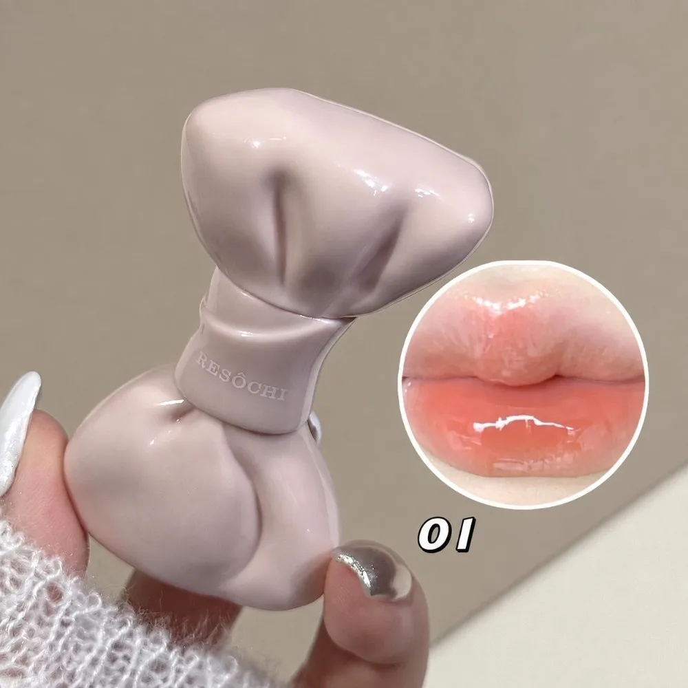 Bow Tube Jelly Mirror Lip Gloss Watery Texture Long Lasting Bowknot Lip Tint Moisturizing Non Sticky Liquid Lipstick Cosmetic