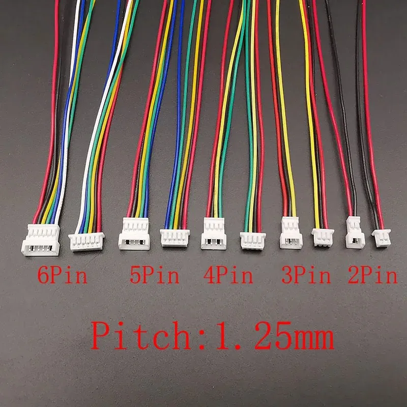 5/10Pairs Micro JST 1.25MM 2P 3P 4P 5P 6 Pin Male Female Plug Jack Terminal Cable Connector 1.25mm Pitch Electronic Wire 150mm