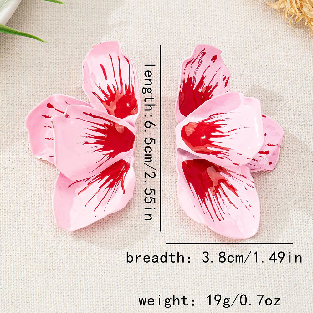 Stud Earrings For Women Drip Glaze Folded Petals Flower Personality Fashion Temperament Ear Accessories Fashion Jewelry BE526