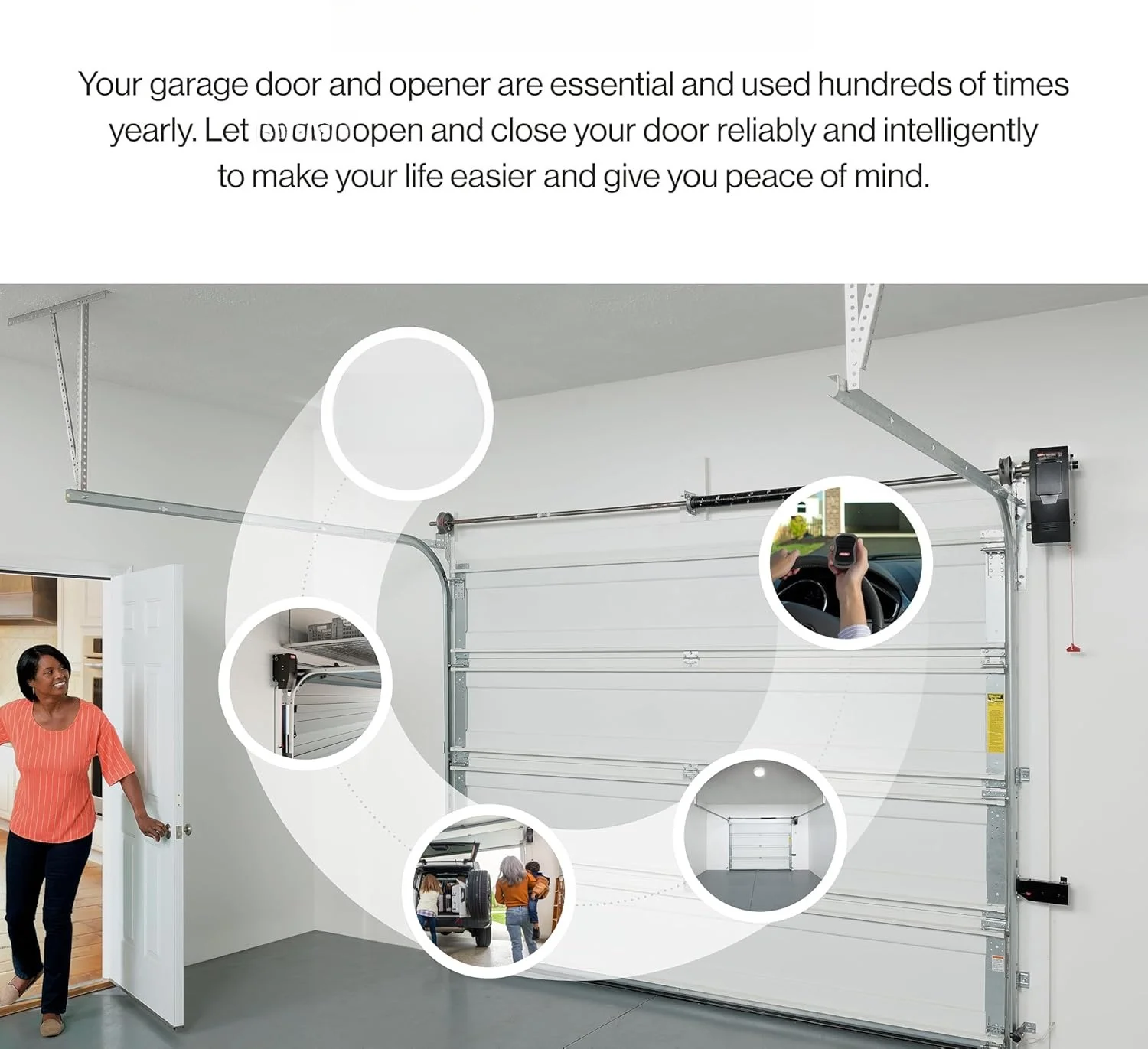 6072H-O Residential Wall Mounted Garage Door Opener, Black