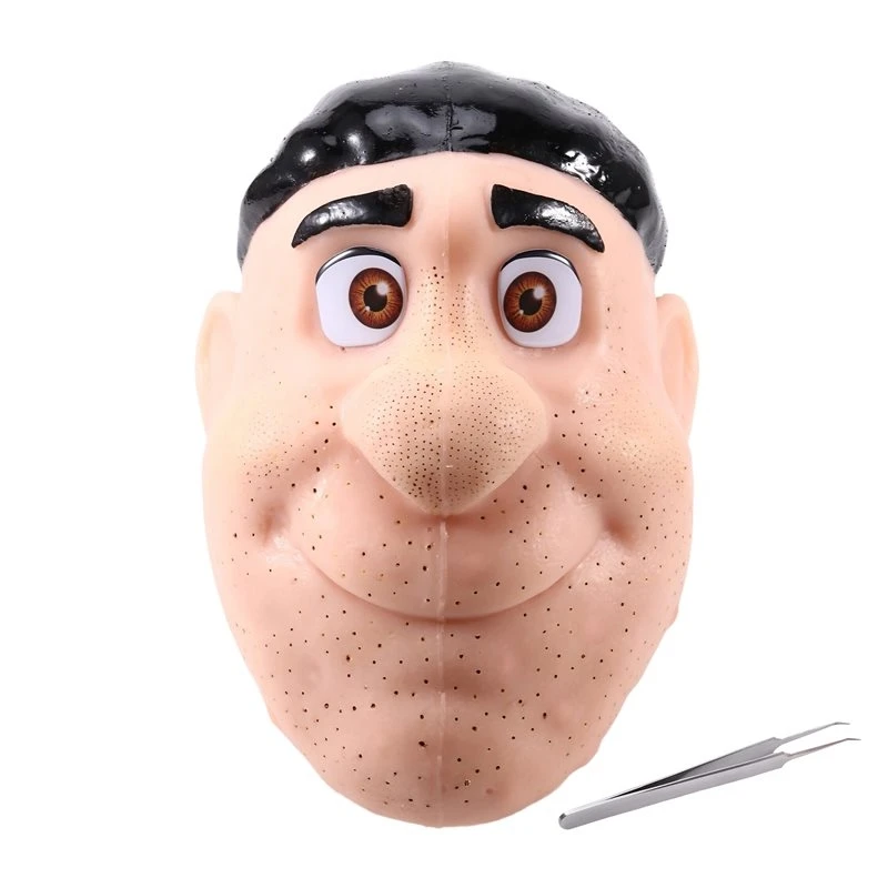 Anxiety Stress Relief Sensory Toy Man Head Pimple Popping Toy With Tweezers Blackhead Removal Acne Popping Decompression