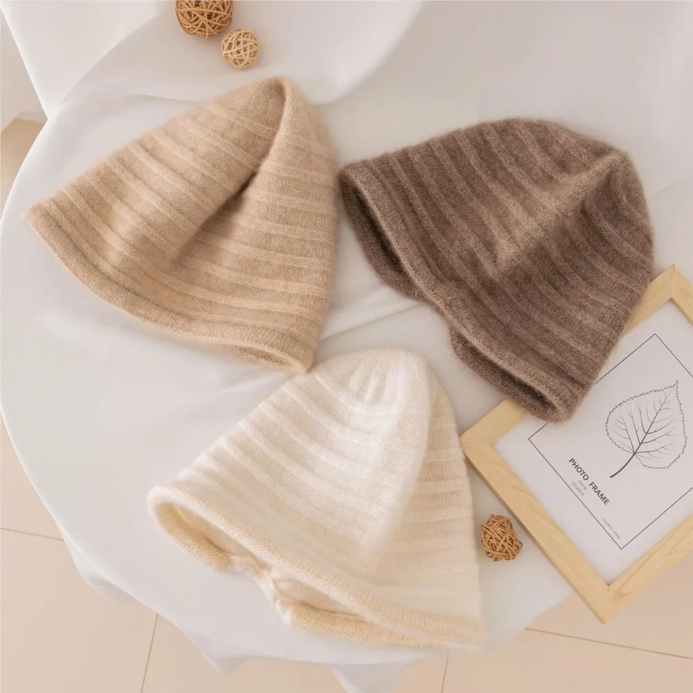 موضة غطاء رأس المعانقة Toque تخزين ساعة الكشمير Capwear محبوك قبعة صوف الرجال النساء الخريف الشتاء الصوفية الدافئة مخطط 2M73 #5