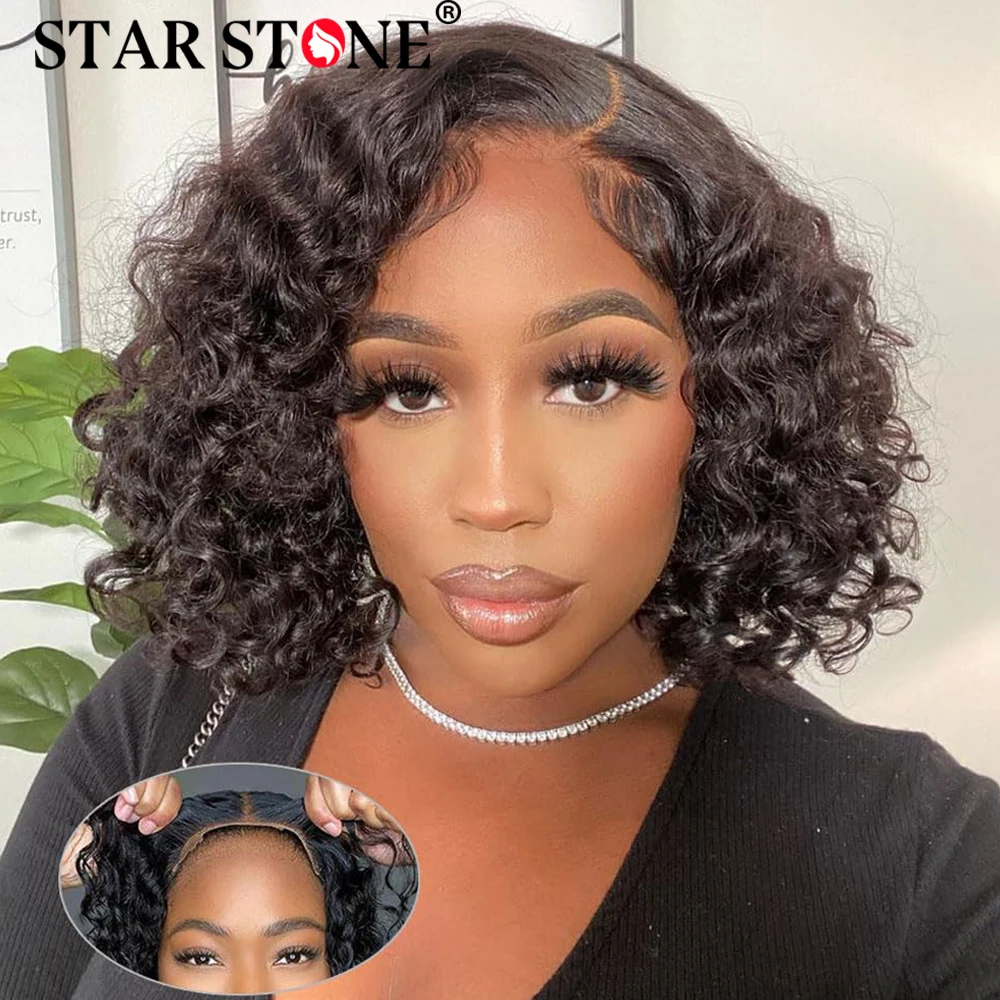 

7X6 Deep Wave Glueless Wigs Human Hair Glueless Wigs Ready To Wear Glueless Pre plucked Human Wigs Ready To Go HD Lace Bob Wig