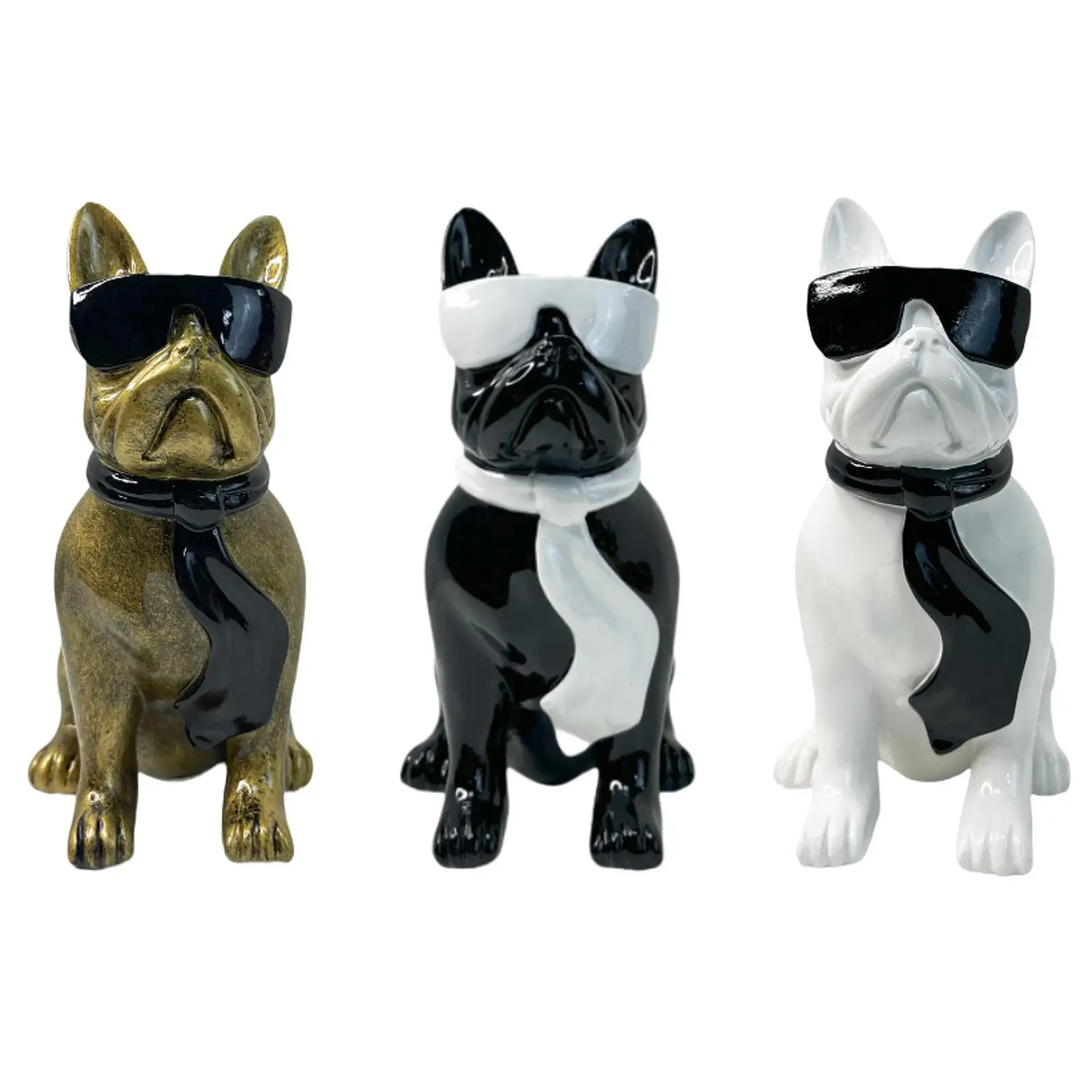 

Dog Statue with Glasses Collectibles Animal Figurine for Patio Porch Cabinet