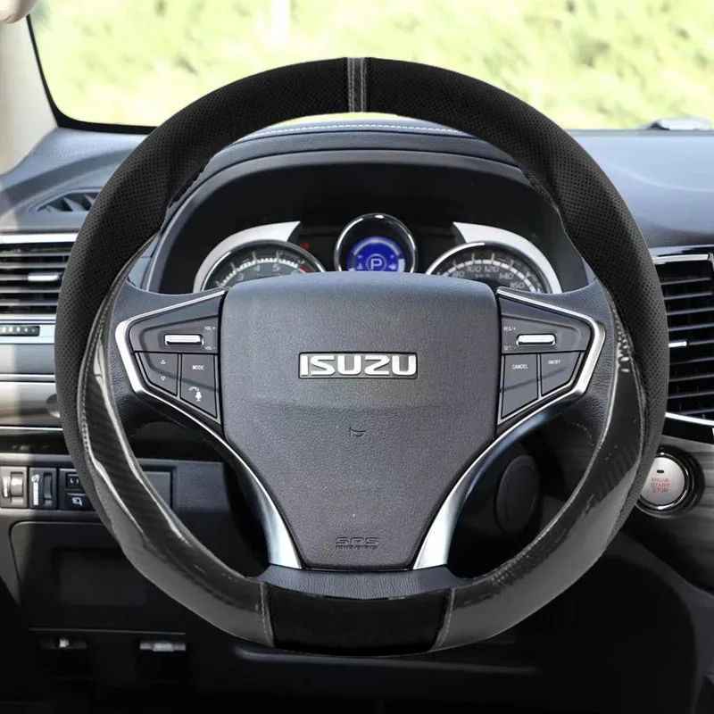 Funda de Cuero Antideslizante para Volante de Coche, Accesorios para Isuzu Dmax, Mux, Trooper, ELF, NQR 75, Forward, Rodeo, KB, Bighorn