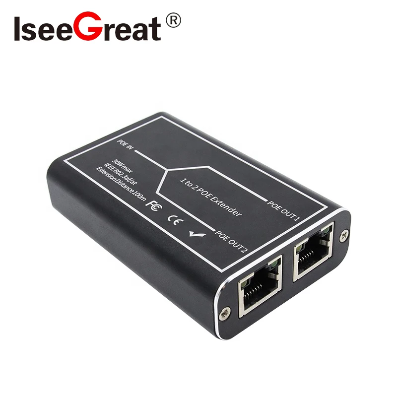 1 To 2 POE Extender10/100mbps Standard Repeater Supports Ieee802.3af/at Power Supply Transmission Signal Over UTP Cable