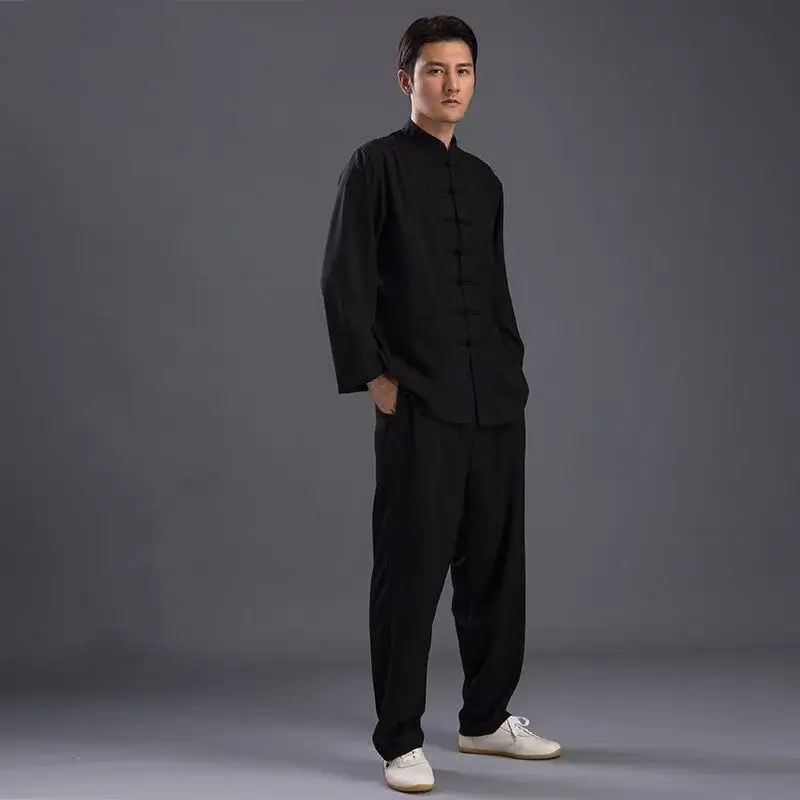 Traditional Tai Chi Costume Men Women Four Seasons Cotton Linen Morning Exercise Martial Suit Vintage Zen Meditation Yoja Shirt - Image 3