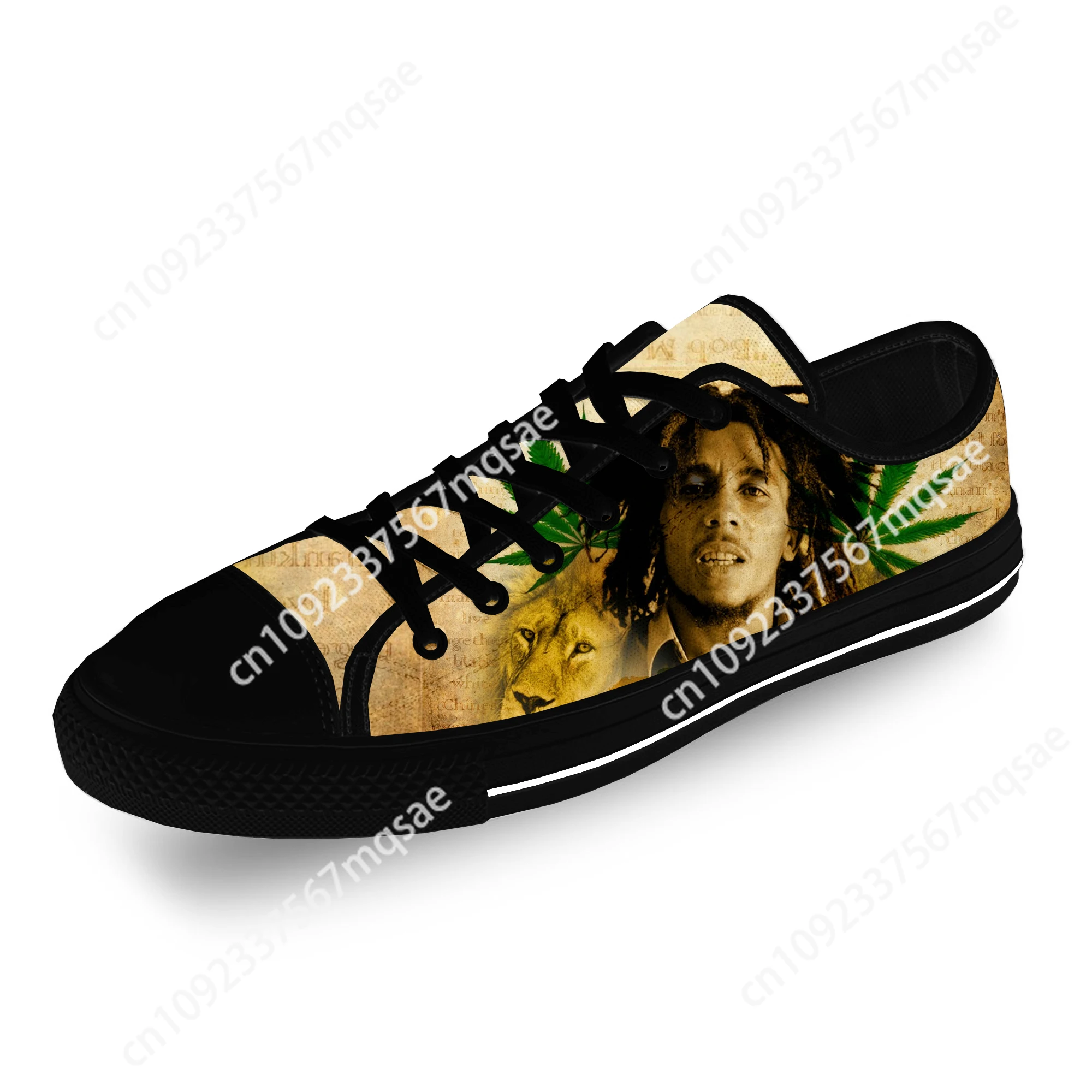 Bob Marley Reggae Star Music Rock Fashion Casual Sneakers Low Top Lightweight Breathable 3D Printed Men Women Canvas Shoes